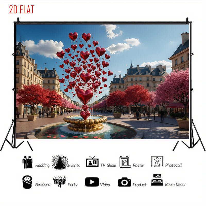Love Fountain Photo Background Cloth