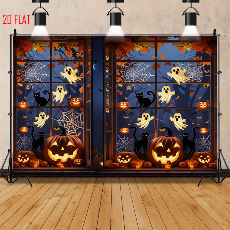 Halloween Window Photo Background Cloth