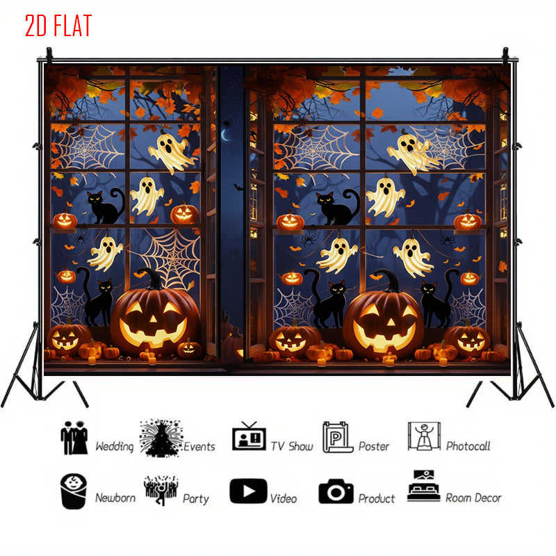 Halloween Window Photo Background Cloth