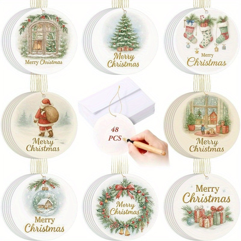 48pxs Christmas Tree Xmas Cards with decorative