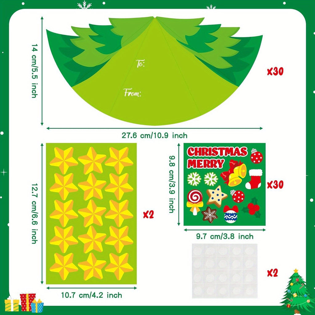 30pxs DIY Xmas Tree Cards