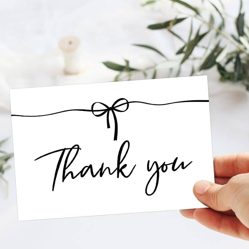 48pxs Black Bow Thank You Cards