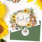 50pxs Sunflower Thank You Cards