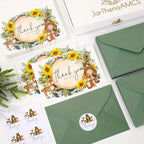 50pxs Sunflower Thank You Cards