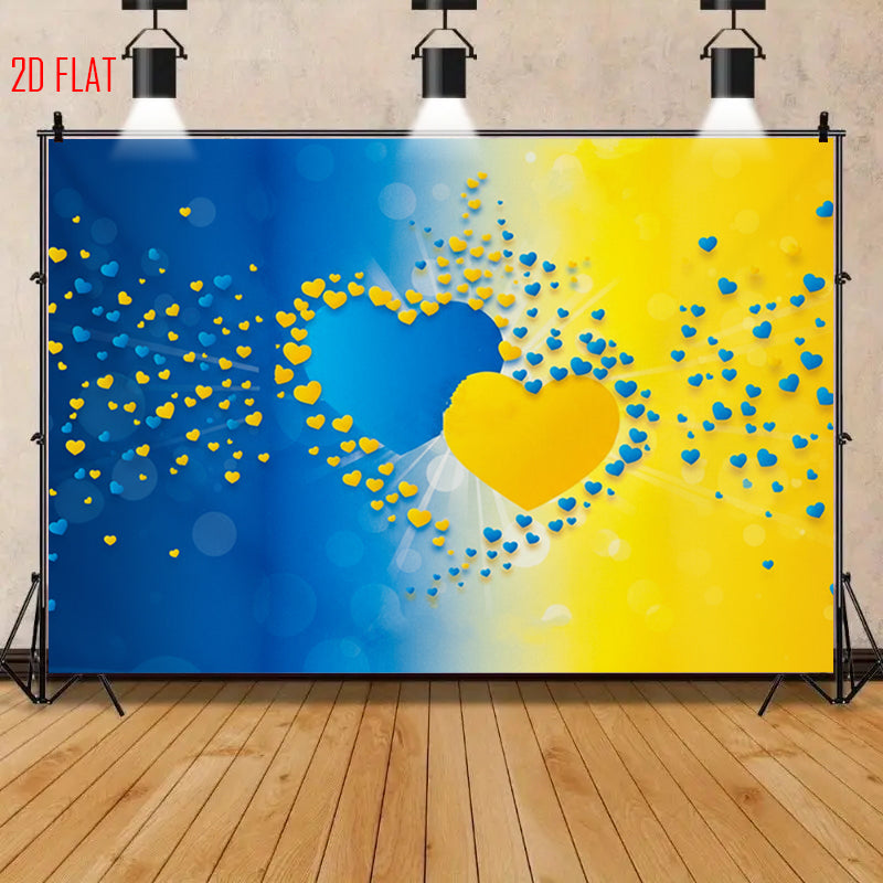 Blue Yellow Love Bkgd Cloth