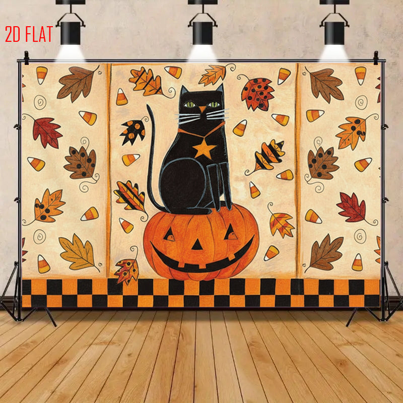 Halloween Cat Photo Background Cloth
