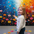 Colorful Flower Oil Bkgd Cloth