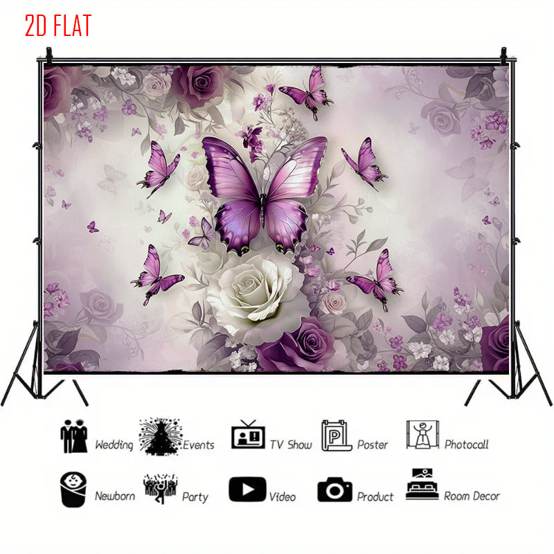Purple Butterfly Backdrop Cloth
