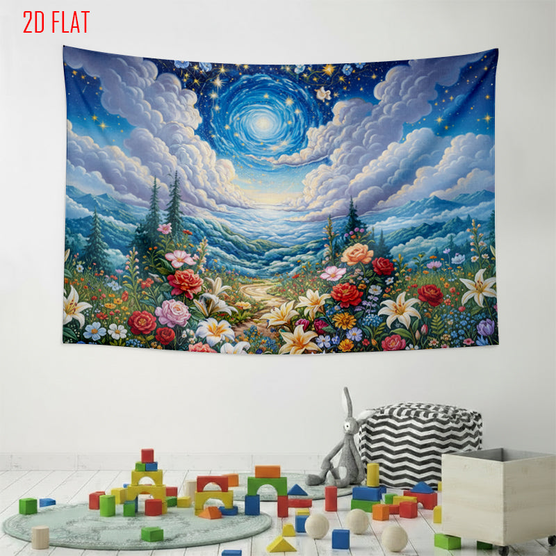 Starry Sky Forest Path Background Cloth