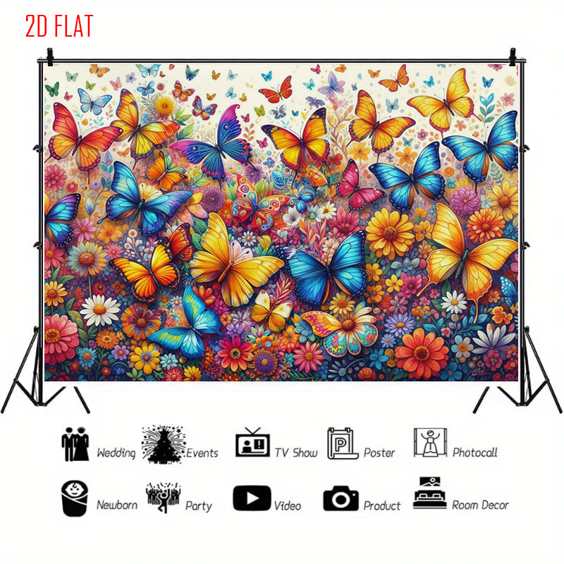 Colorful Butterfly Photo Backdrop
