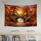 Autumn Swan Bridge Photo Background Cloth