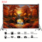 Autumn Swan Bridge Photo Background Cloth