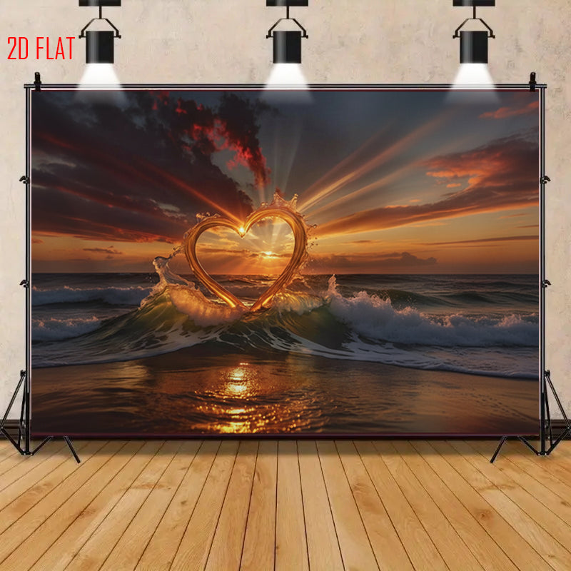 Wave Love Sunset Bkgd Cloth