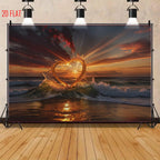 Wave Love Sunset Bkgd Cloth