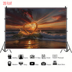 Wave Love Sunset Bkgd Cloth