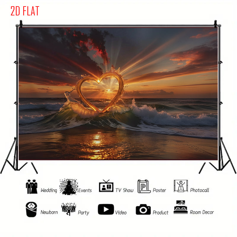 Wave Love Sunset Bkgd Cloth