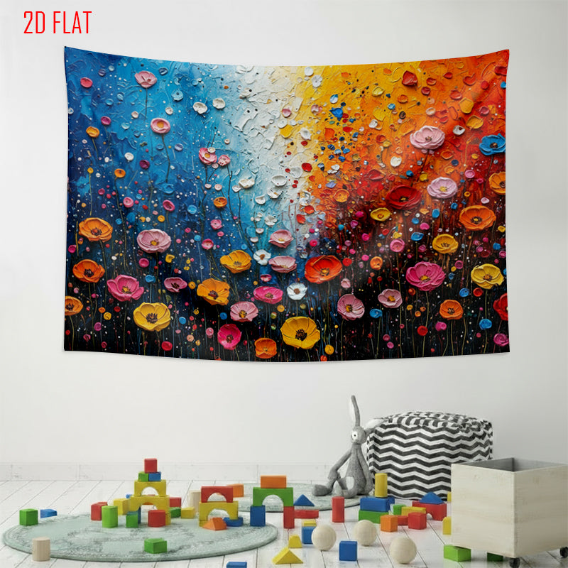 Colorful Flower Oil Bkgd Cloth