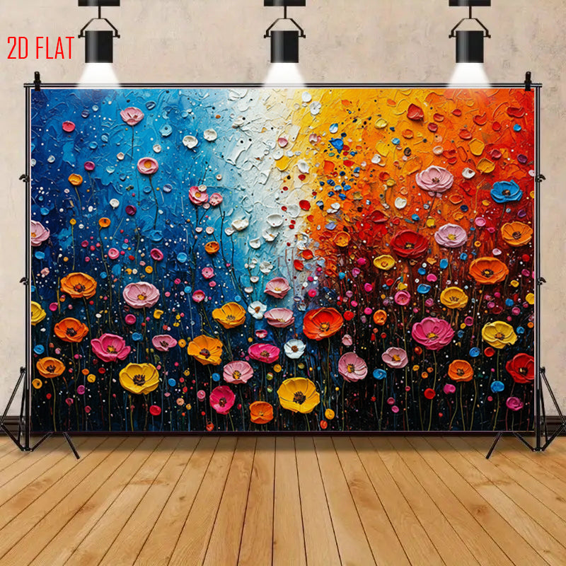 Colorful Flower Oil Bkgd Cloth