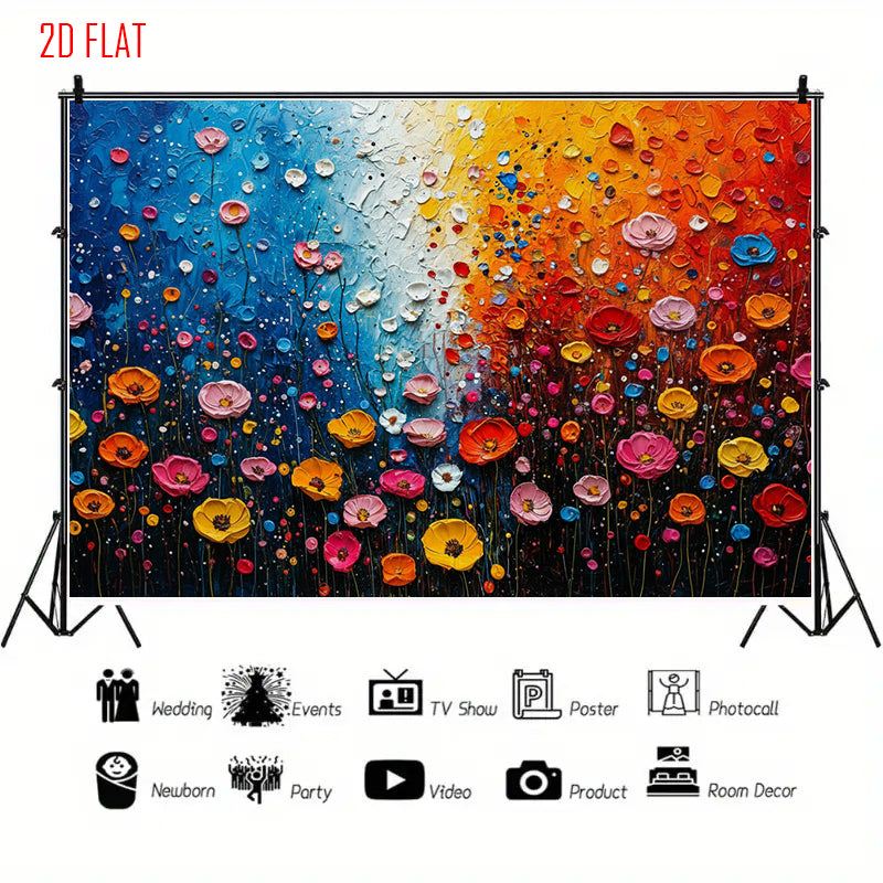 Colorful Flower Oil Bkgd Cloth
