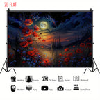 Moon Night Poppy Backdrop