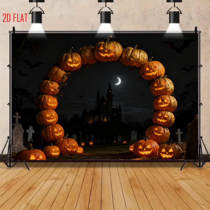 Halloween Pumpkin Castle Backdrop