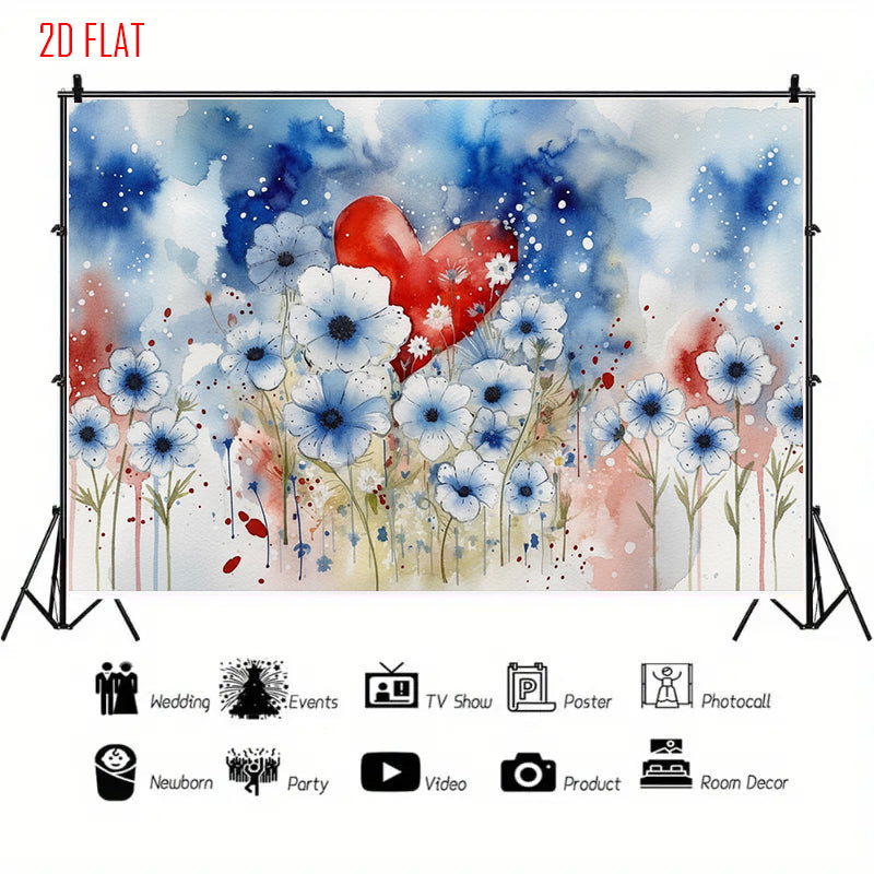 Watercolor Love Flower Backdrop
