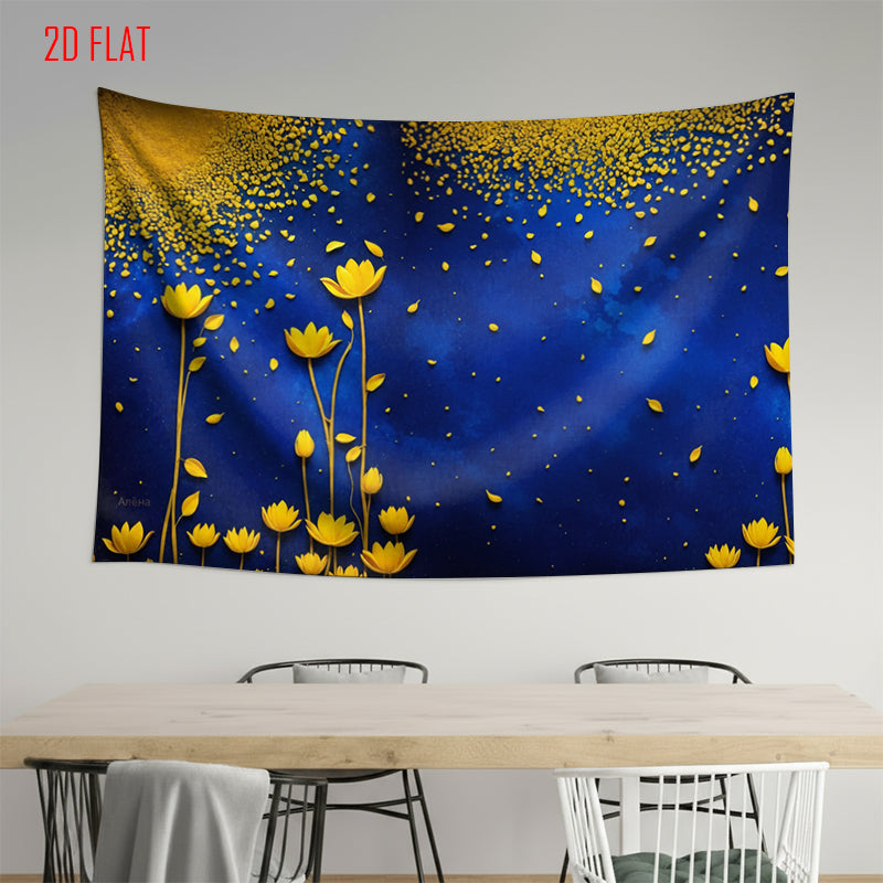 Blue Gold Flower Backdrop