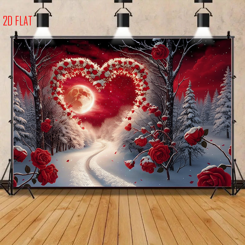 Snow Love Rose Bkgd Cloth