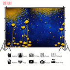 Blue Gold Flower Backdrop