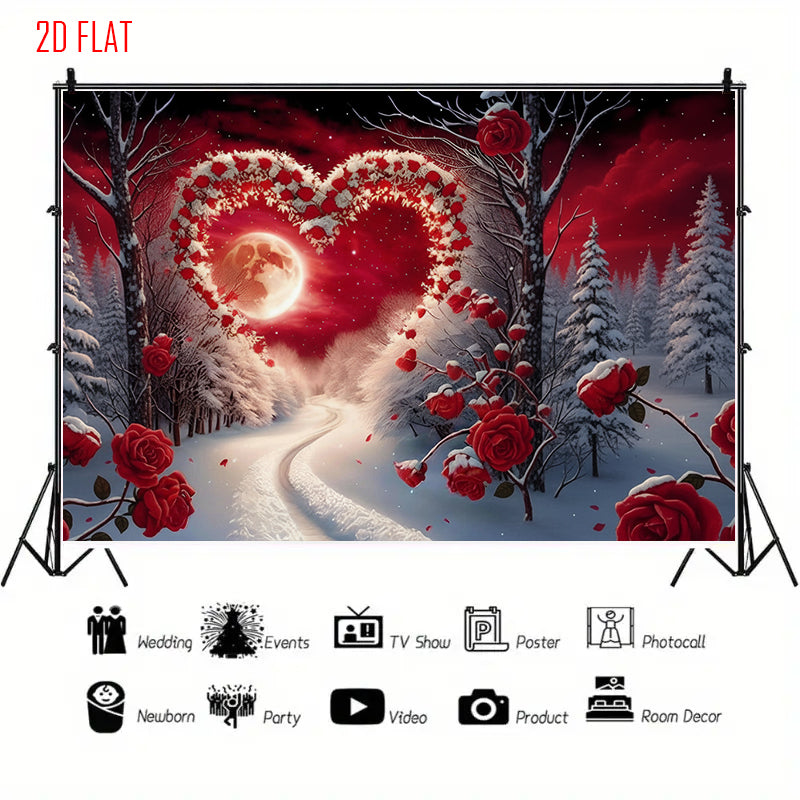 Snow Love Rose Bkgd Cloth