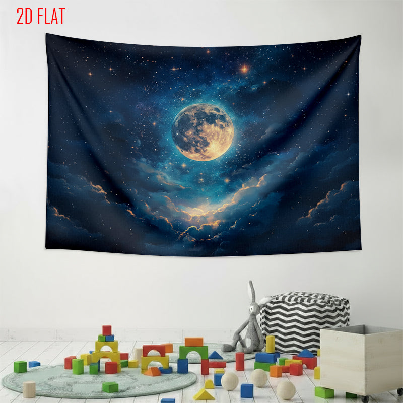 Starry Sky Full Moon Backdrop