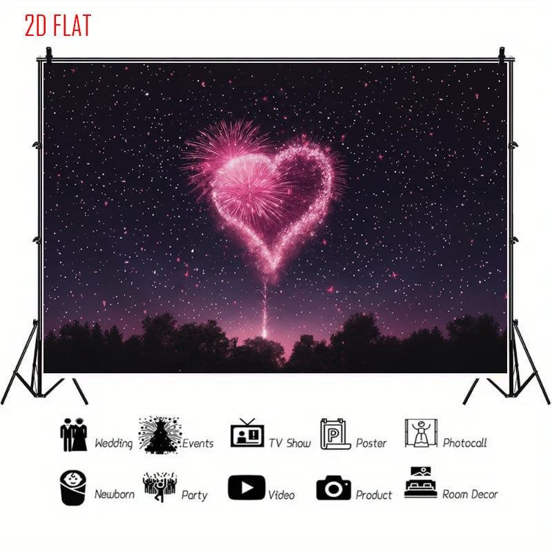 Love Fireworks Romantic Backdrop