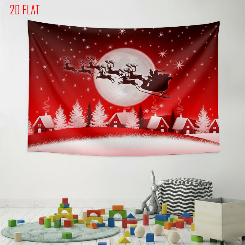 Christmas Moonlight Sleigh Backdrop