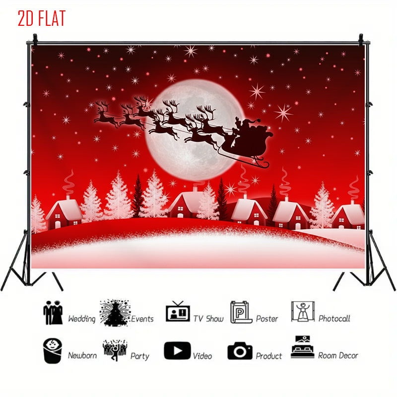 Christmas Moonlight Sleigh Backdrop