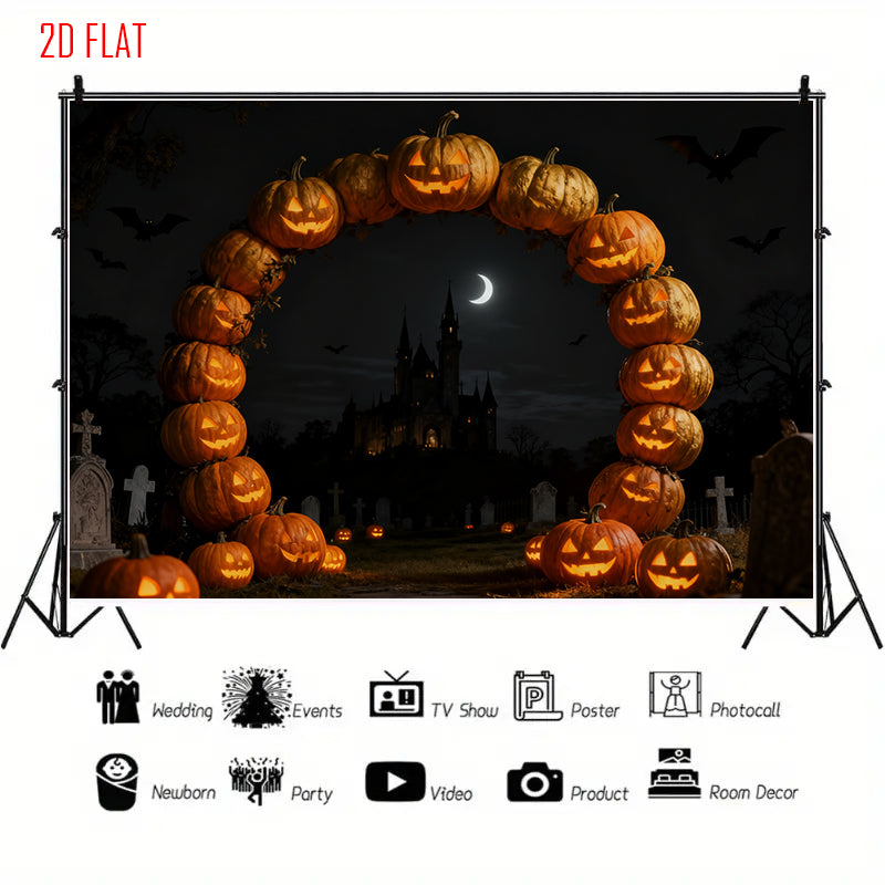 Halloween Pumpkin Castle Backdrop