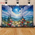 Starry Sky Forest Path Background Cloth