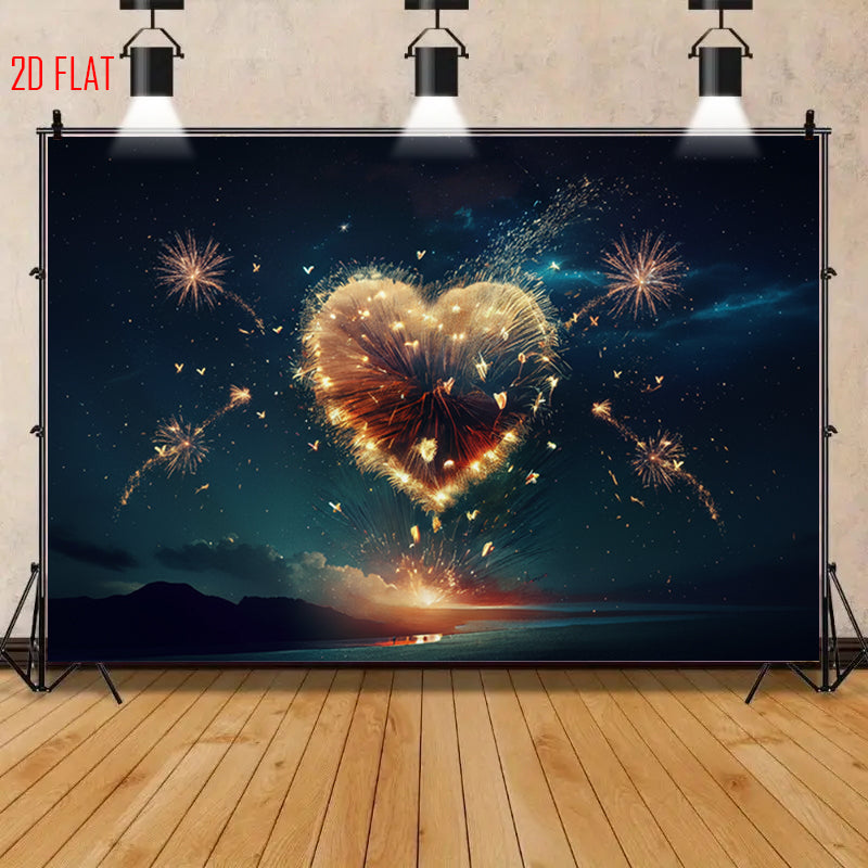 Love Fireworks Romantic Background Cloth