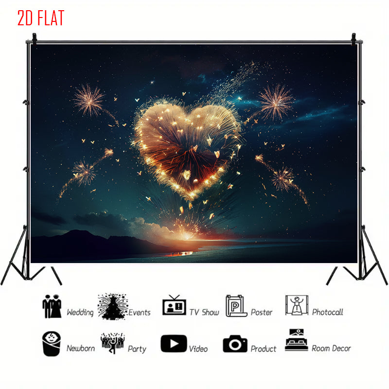 Love Fireworks Romantic Background Cloth