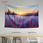 Purple Flower Sunset Background Cloth