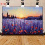 Purple Flower Sunset Background Cloth