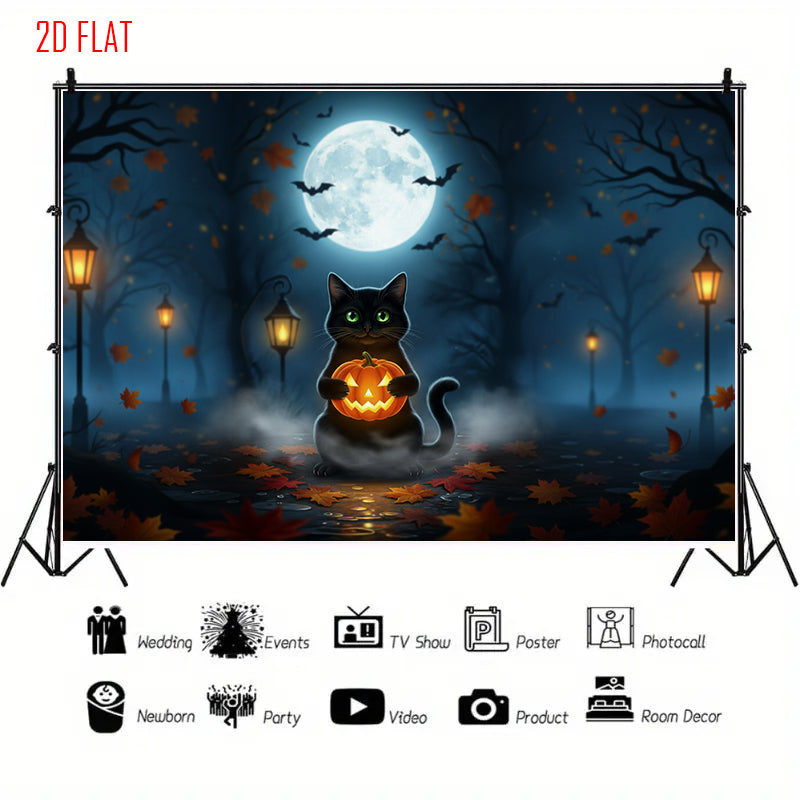 Halloween Cat Pumpkin Bkgd Cloth