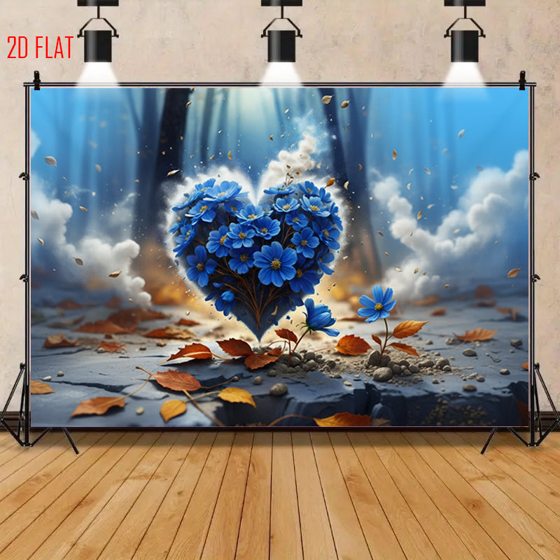 Love Blue Flower Backdrop
