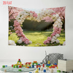 Flower Arch Cherry Bkgd Cloth