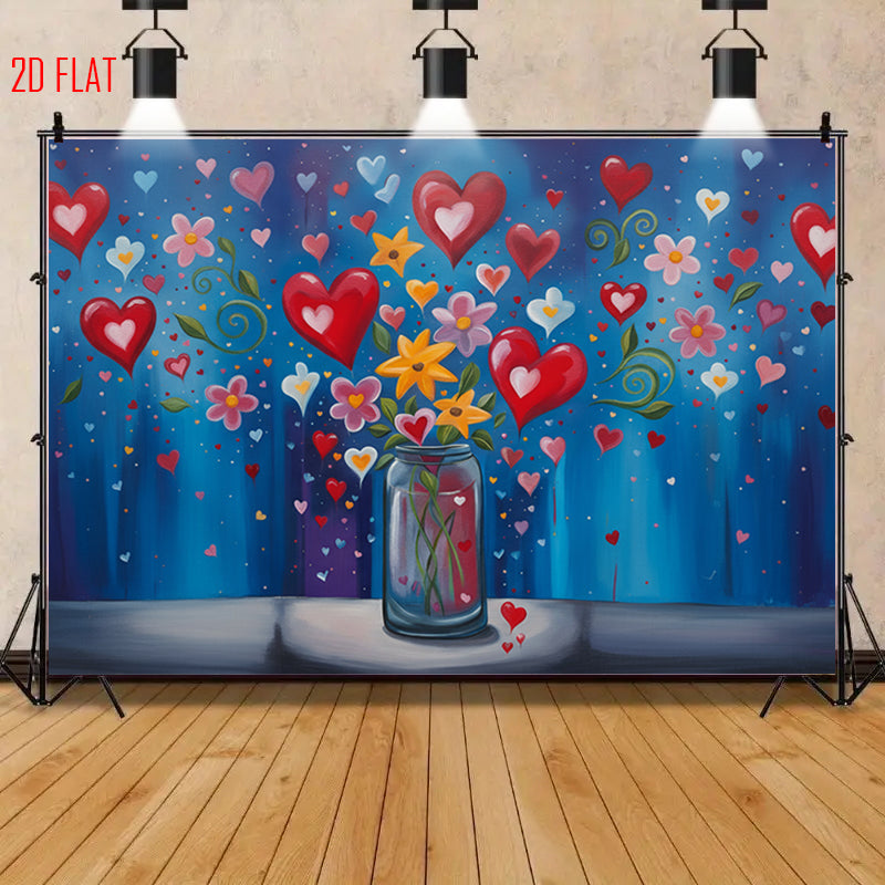 Love Flower Pot Photo Background Cloth
