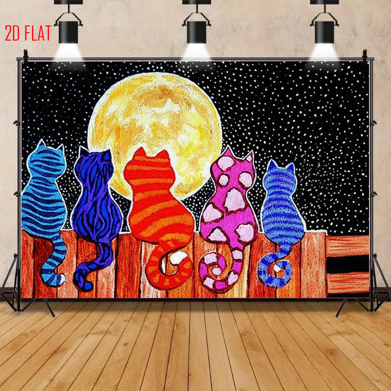 Moonlight Cat Background Cloth