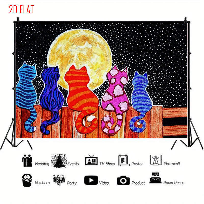 Moonlight Cat Background Cloth