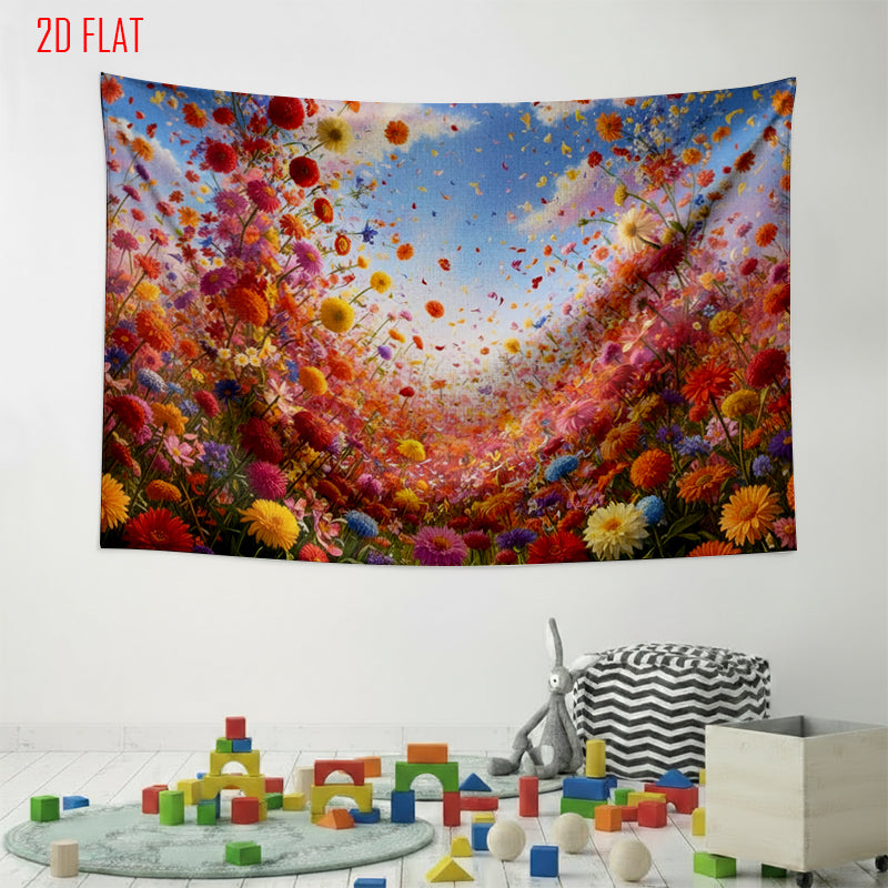 Flower Sea Blue Sky Background Cloth