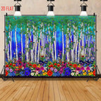 Blue Green Birch Bkgd Cloth