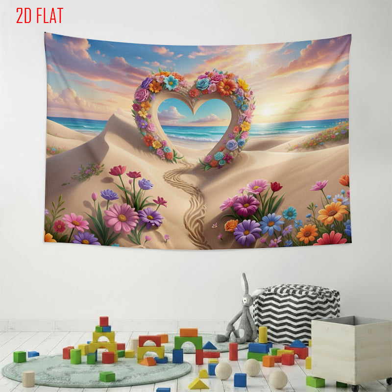 Beach Flower Love Bkgd Cloth