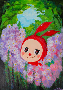 Red Rabbit in Blossoms